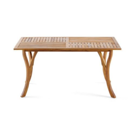 Outdoor 59 Inch Rectangular Solid Wood Dining Table In Teak Color (Option: Wood)