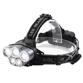 Rechargeable Headlamp 20000 Lumen LED Headlight 6 Modes Headlamp Flashlight For Camping Cycling Hiking Hunting Emergency (Color: Black)